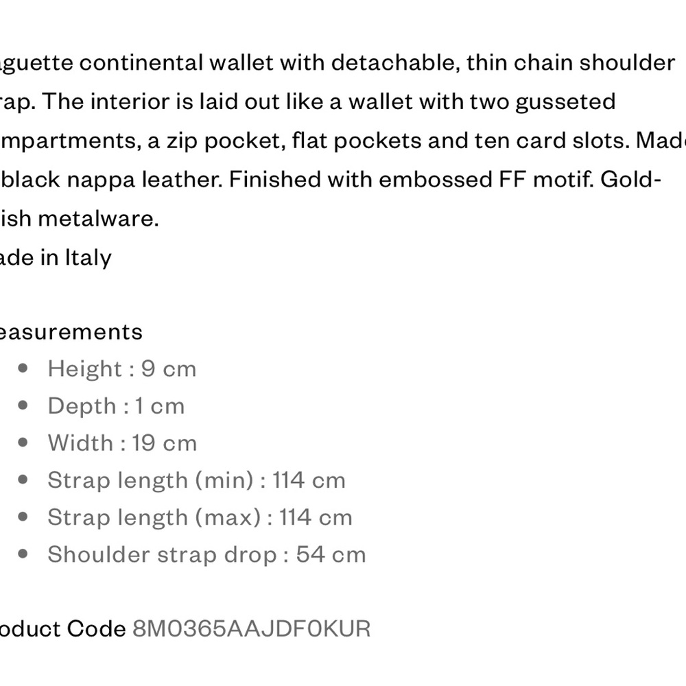 New Fendi baguette, Continental wallet with chain - Picture 7 of 7